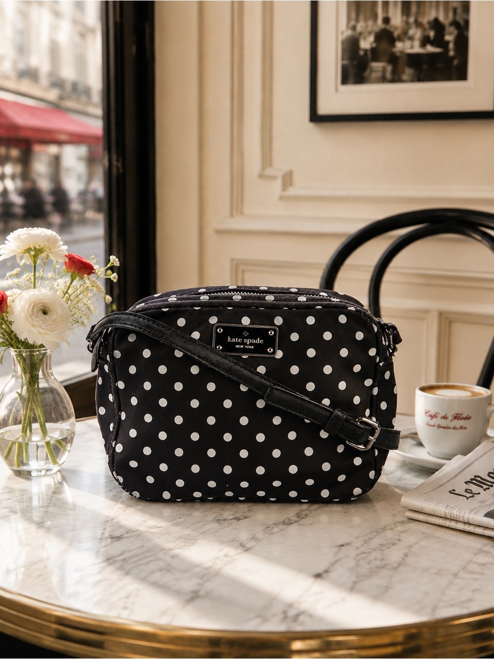 Kate Spade Blake Avenue Mindy Small Crossbody Bag | Black & White Polka Dot